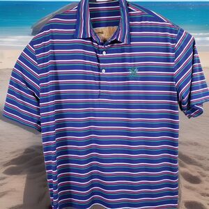 POIPU BAY RESORT Golf Shirt Men's XL  Casual Polo Hawaii  Striped Bamboo Blend